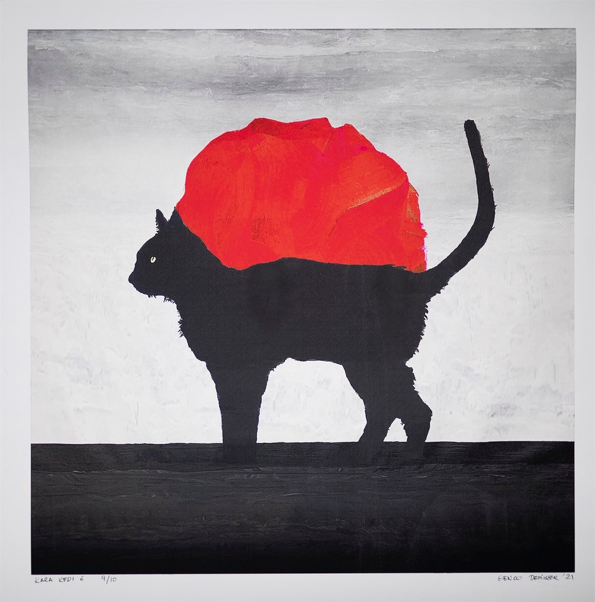 Özgün Baskı TabloGenco Demirer - Kara Kedi 6