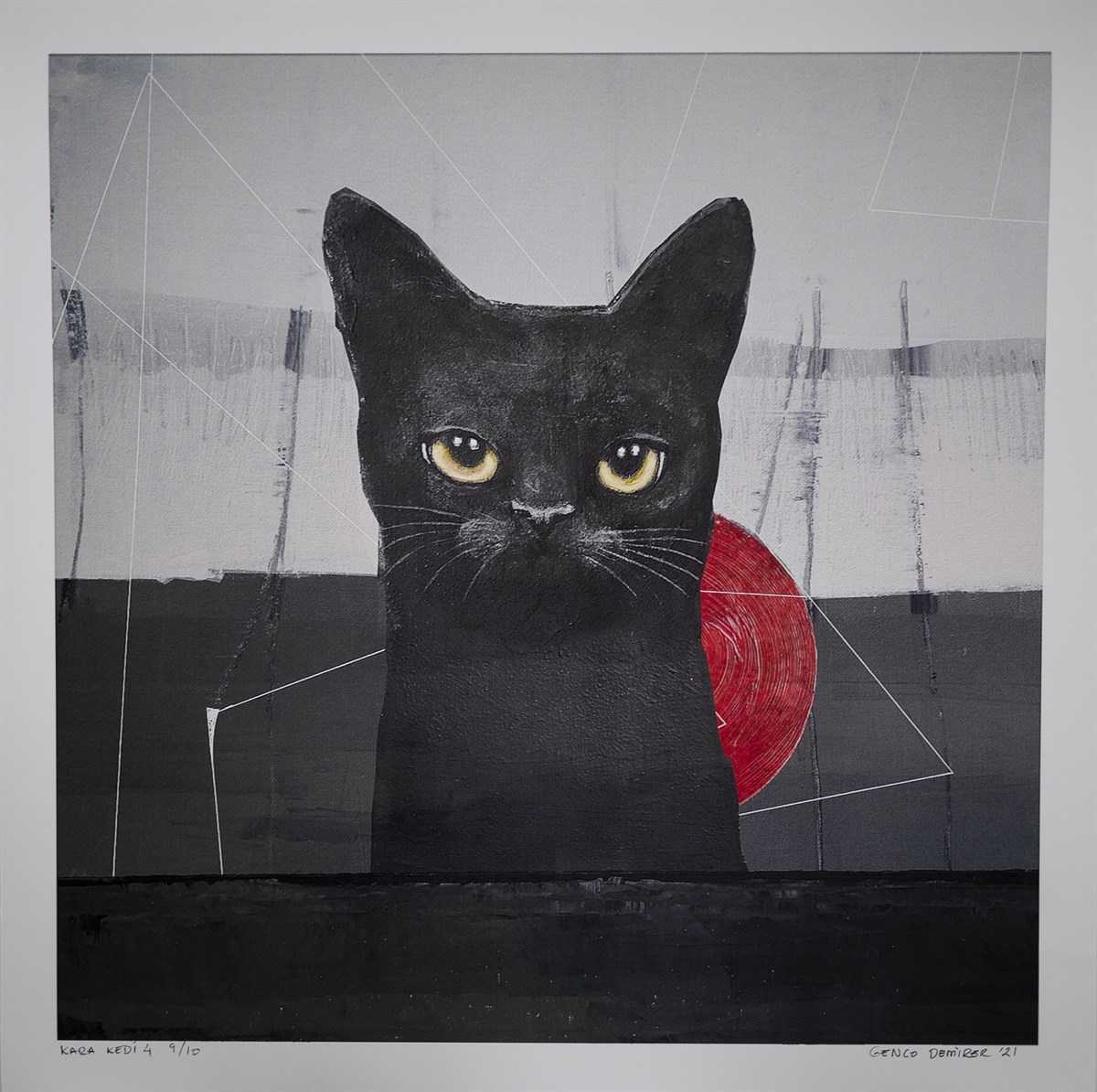 Original Print PaintingGenco Demirer - Kara Kedi 4