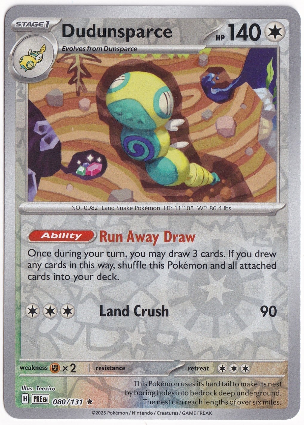 Prismatic EvolutionsDudunsparce [Reverse] 080/131 - Prismatic Evolutions - Pokemon Kartı (Mint)