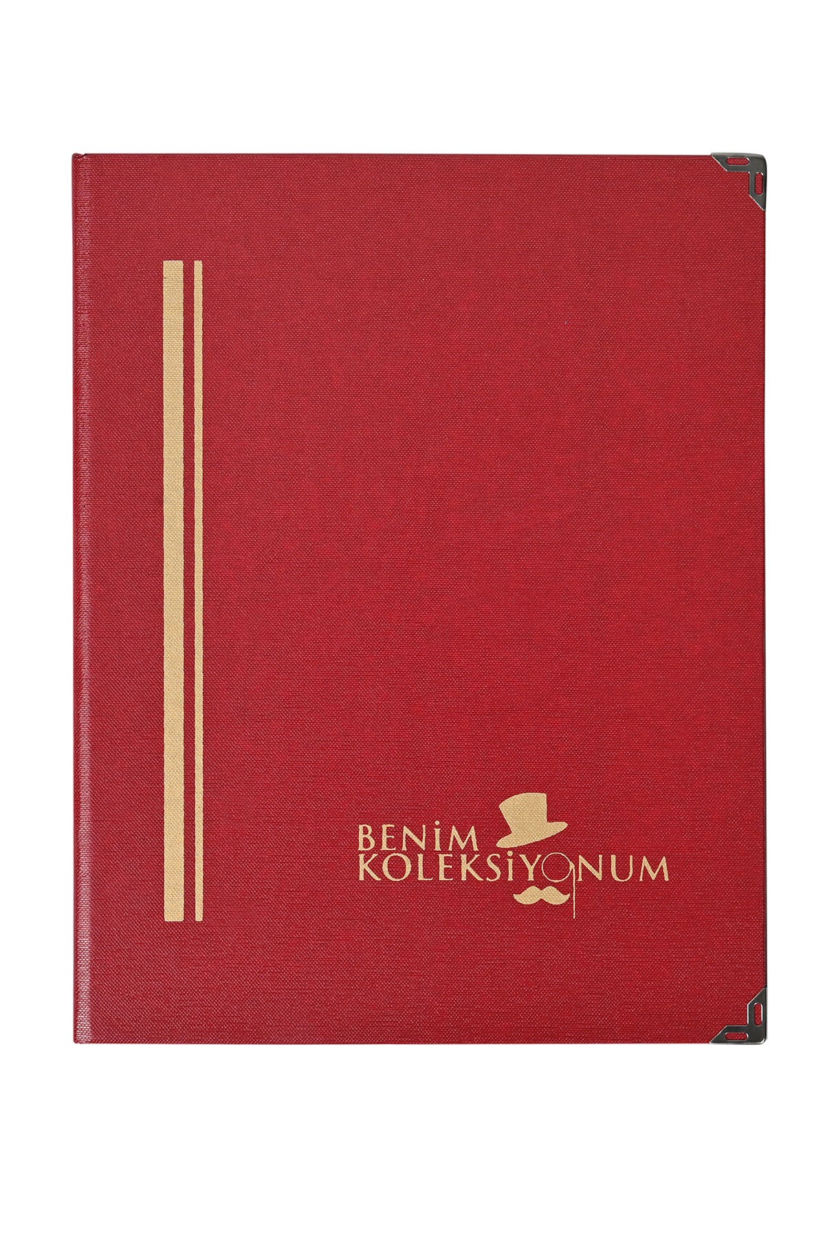 Stamp Book / Album 6 Sheets, 12 Pages, White Background, Claret Red Cover