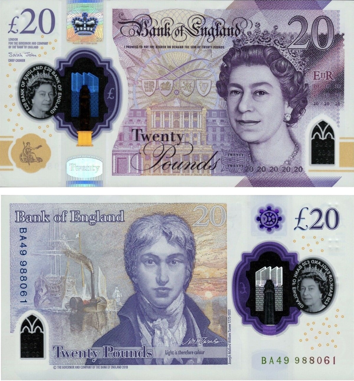 Sertifikalı Ürünlerİngiltere (Great Britain), 20 Pound (2018) ÇİL Polimer Para