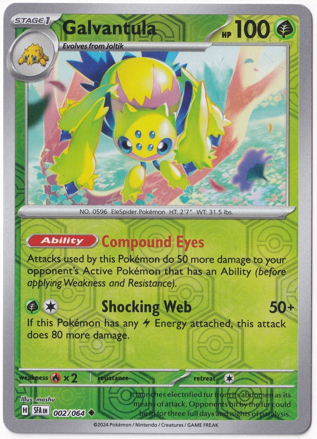 Shrouded FableGalvantula [Reverse Holo] #2 Pokemon Shrouded Fable Pokemon Oyun Kartı