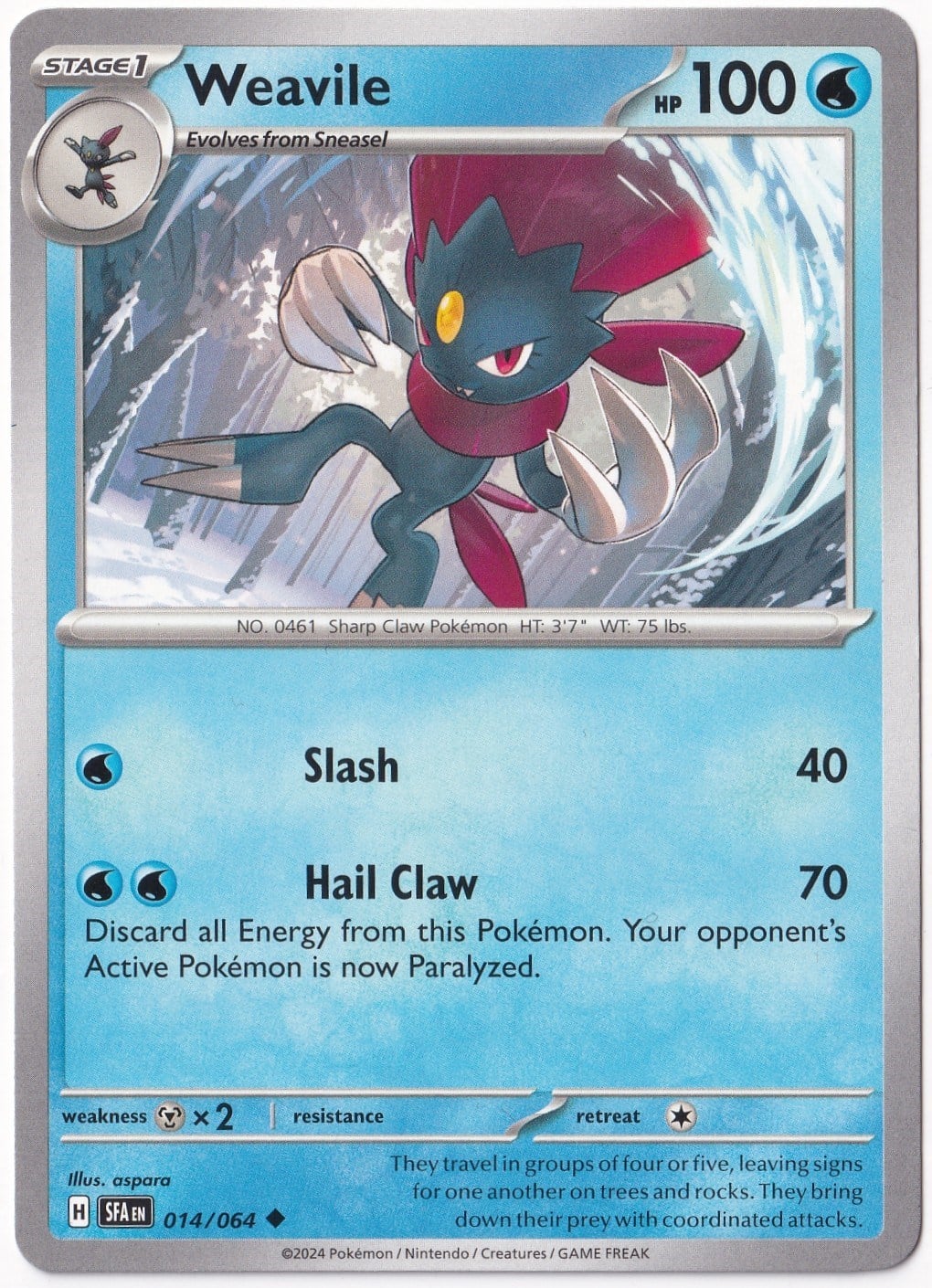 Shrouded FableWeavile #14 Pokemon Shrouded Fable Pokemon Oyun Kartı