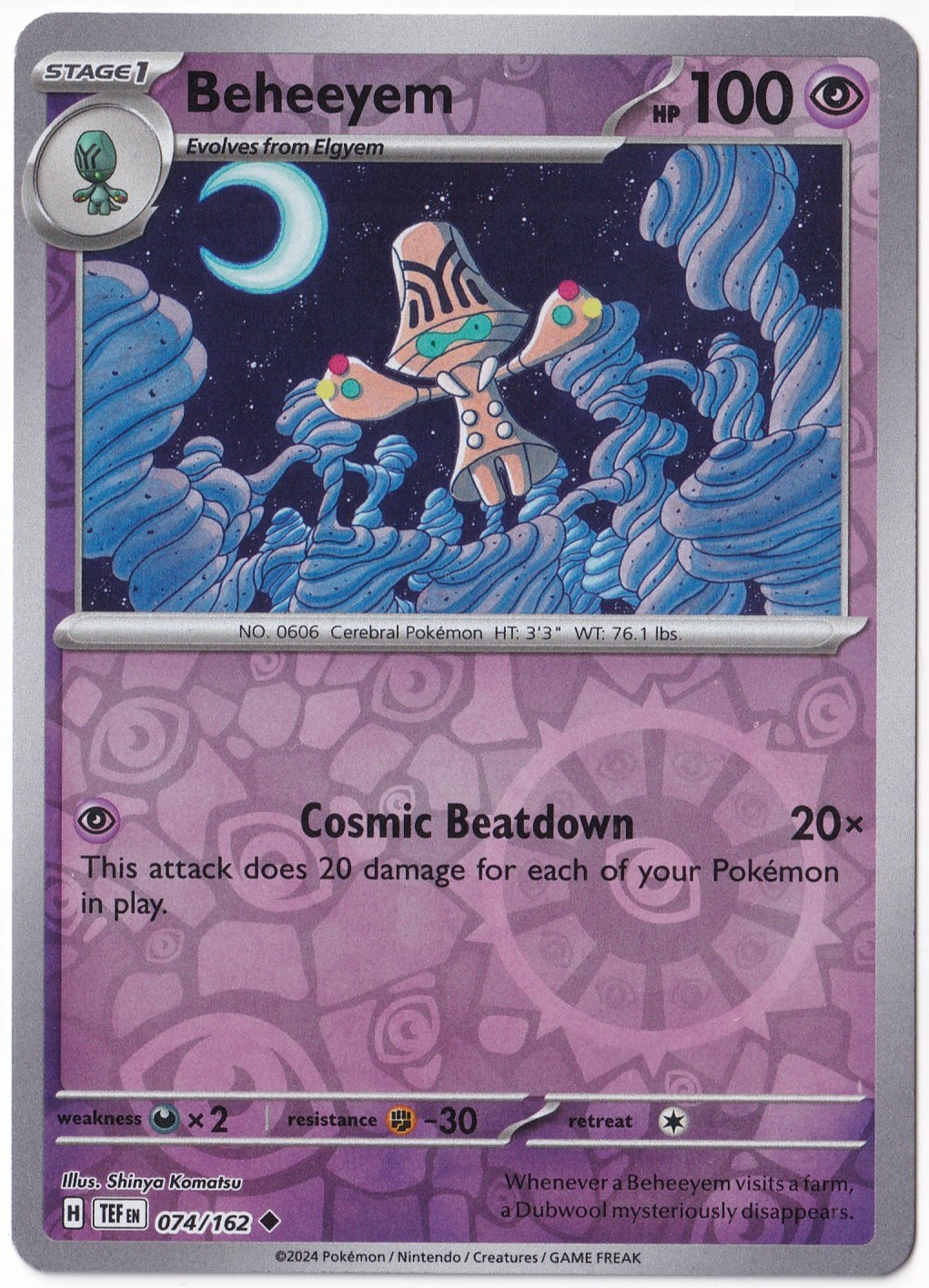 Temporal ForcesBeheeyem [Reverse Holo] 074/162 - Temporal Forces - Pokemon Kartı (Mint)