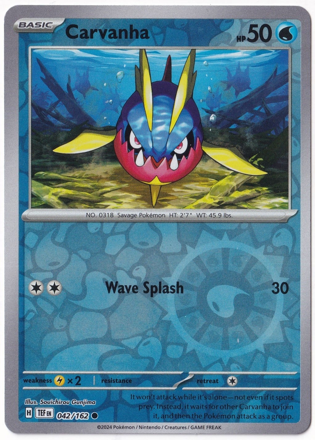 Temporal ForcesCarvanha [Reverse Holo] 042/162 - Temporal Forces - Pokemon Kartı (Mint)