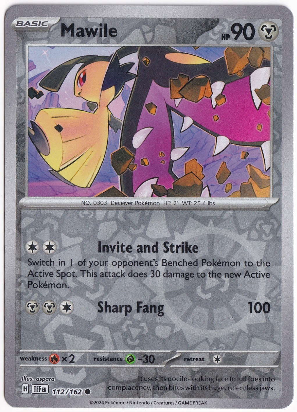 Temporal ForcesMawile [Reverse Holo] 112/162 - Temporal Forces - Pokemon Kartı (Mint)