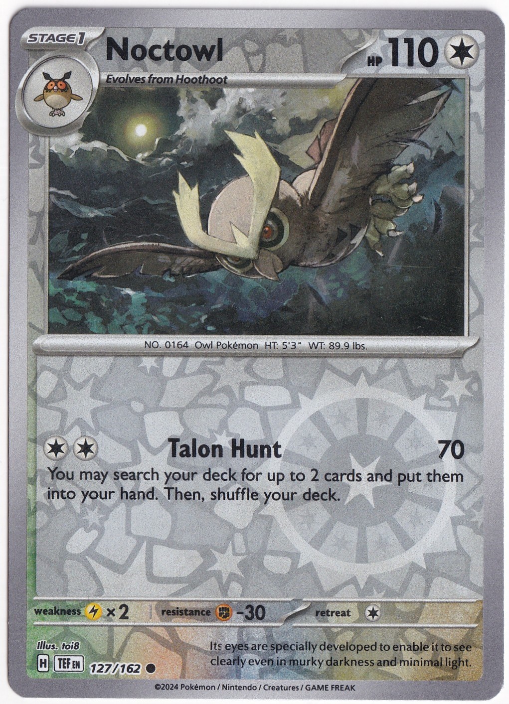 Temporal ForcesNoctowl [Reverse Holo] 127/162 - Temporal Forces - Pokemon Kartı (Mint)