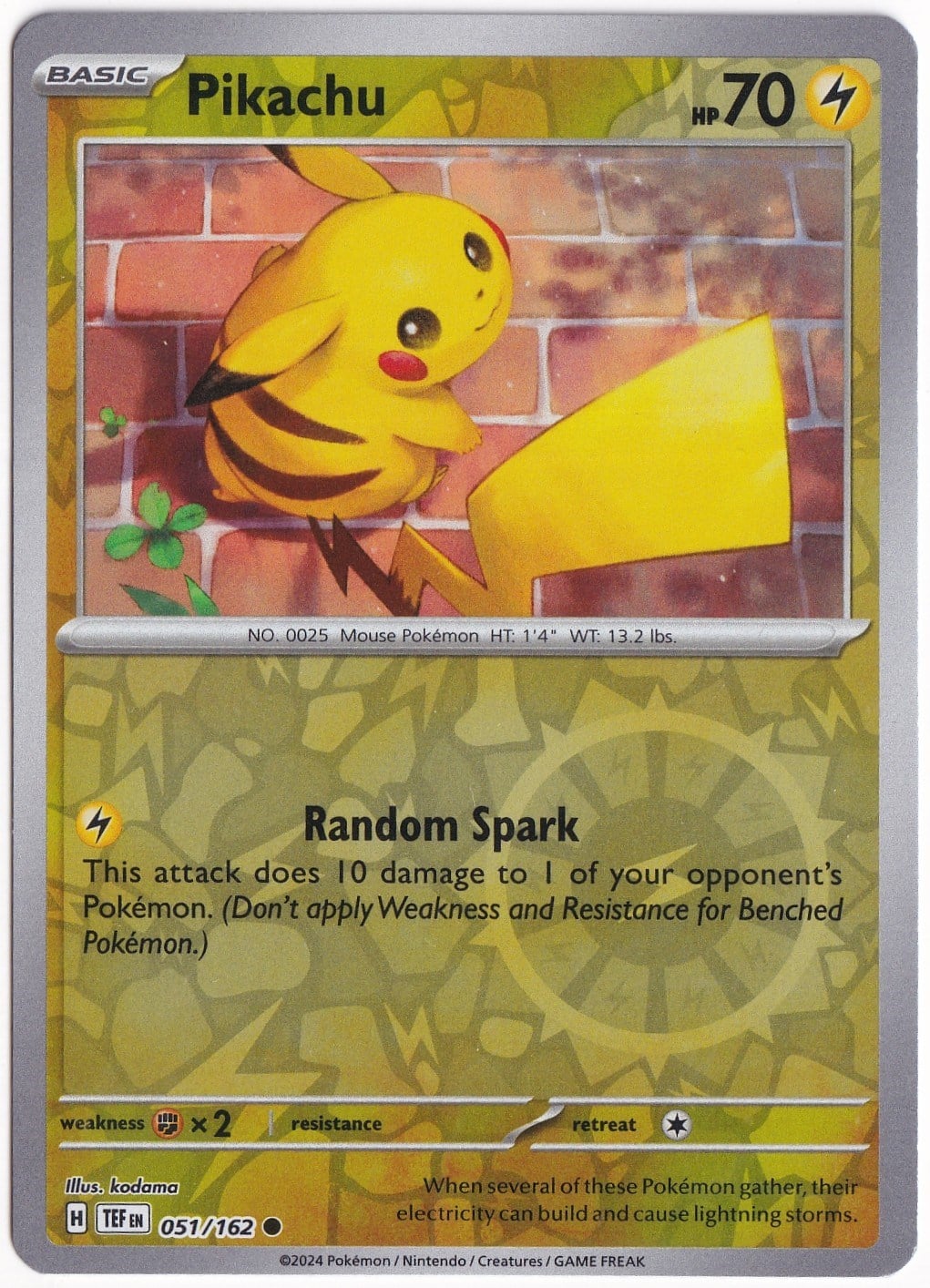 Temporal ForcesPikachu [Reverse Holo] 051/162 - Temporal Forces - Pokemon Kartı (Mint)