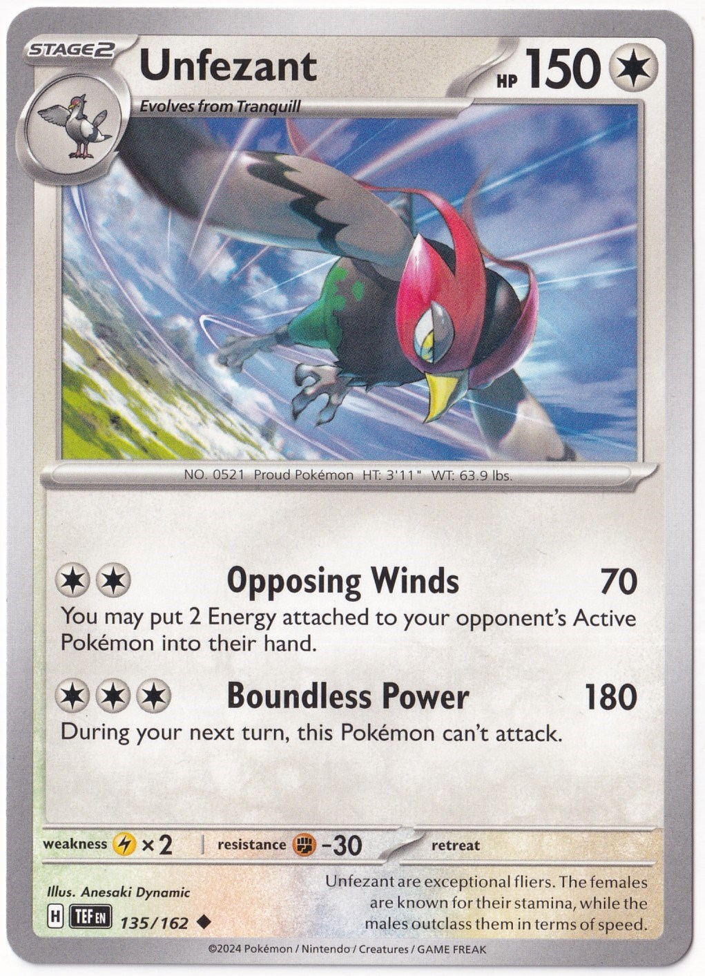Temporal ForcesUnfezant 135/162 - Temporal Forces - Pokemon Kartı (Mint)