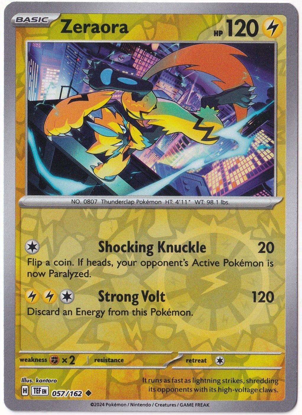 Temporal ForcesZeraora [Reverse Holo] 057/162 - Temporal Forces - Pokemon Kartı (Mint)