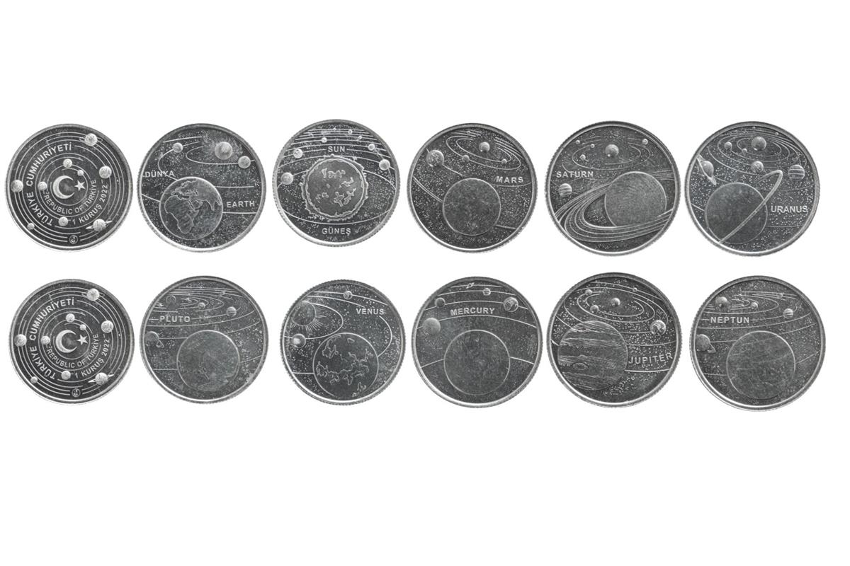 Türkiye Cumhuriyeti Madeni Paralar2022 Güneş Sistemindeki Gezegenler (Alüminyum) 1 Kuruş Hatıra Para Seti 