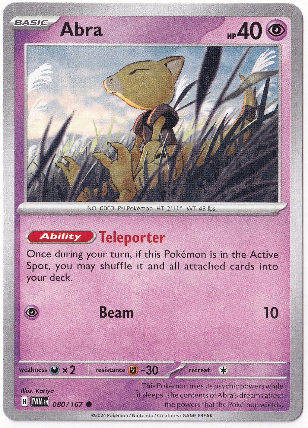 Twilight MasqueradeAbra 080/167 - Twilight Masquerade - Pokemon Kartı (Mint)