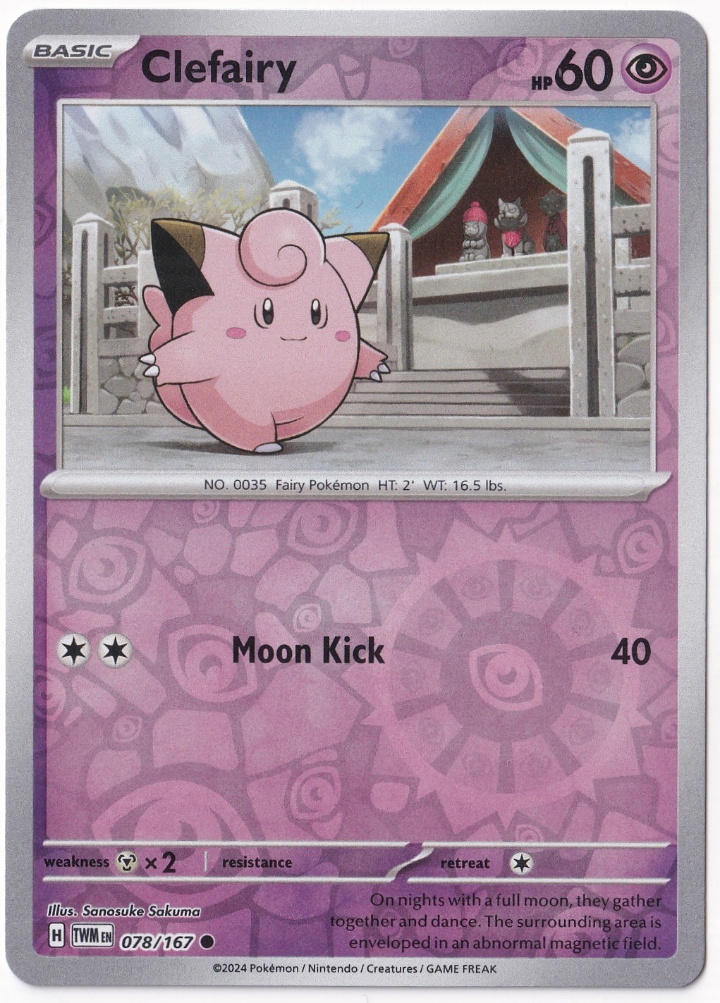 Twilight MasqueradeClefairy [Reverse Holo] 078/167 - Twilight Masquerade - Pokemon Kartı (Mint)