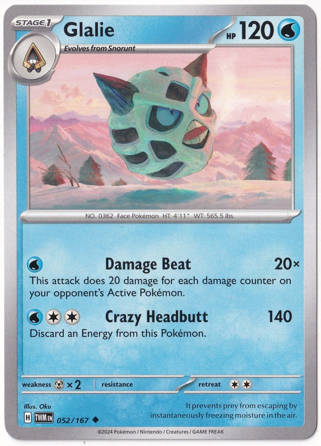 Twilight MasqueradeGlalie 052/167 - Twilight Masquerade - Pokemon Kartı (Mint)