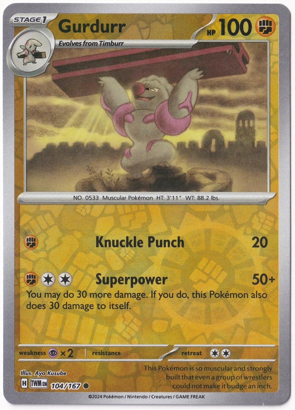 Twilight MasqueradeGurdurr [Reverse Holo] 104/167 - Twilight Masquerade - Pokemon Kartı (Mint)