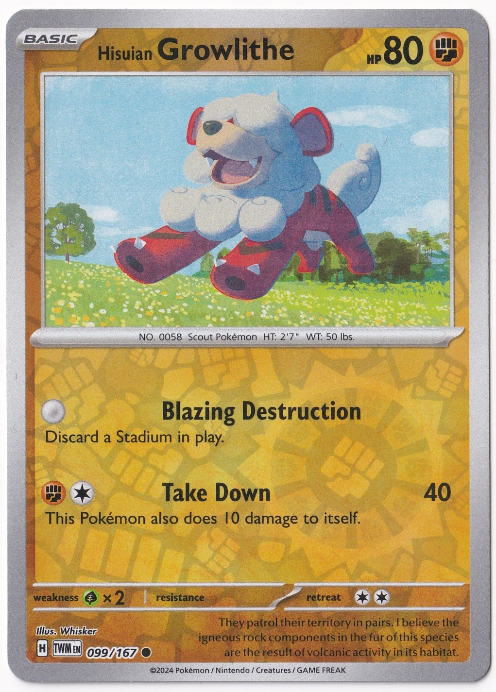 Twilight MasqueradeHisuian Growlithe [Reverse Holo] 099/167 - Twilight Masquerade - Pokemon Kartı (Mint)