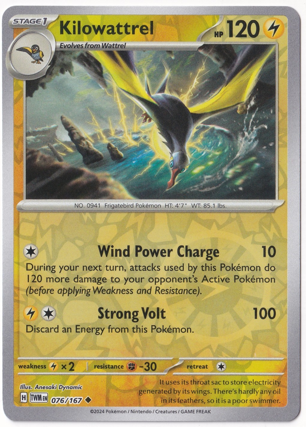 Twilight MasqueradeKilowattrel [Reverse Holo] 076/167 - Twilight Masquerade - Pokemon Kartı (Mint)