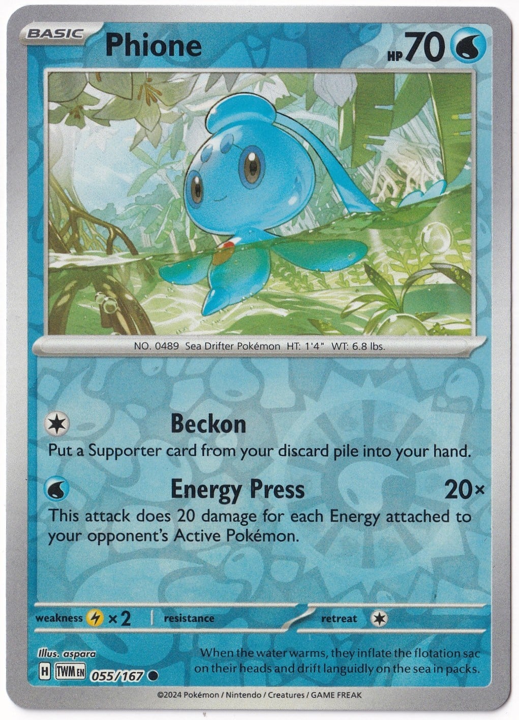 Twilight MasqueradePhione [Reverse Holo] 055/167 - Twilight Masquerade - Pokemon Kartı (Mint)