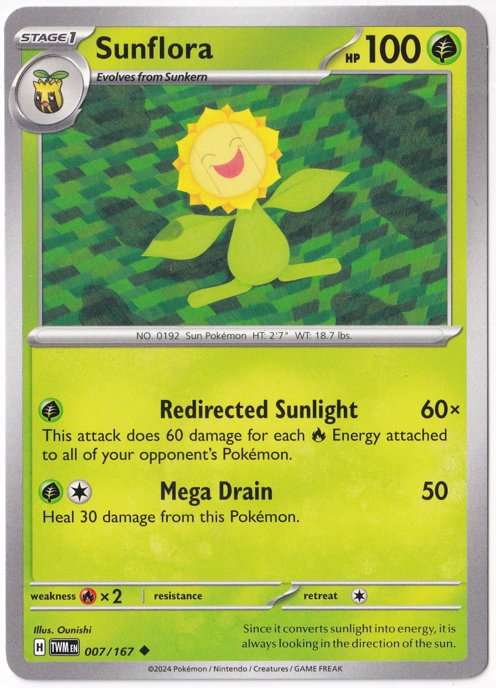Twilight MasqueradeSunflora #7 Pokemon Twilight Masquerade Pokemon Oyun Kartı