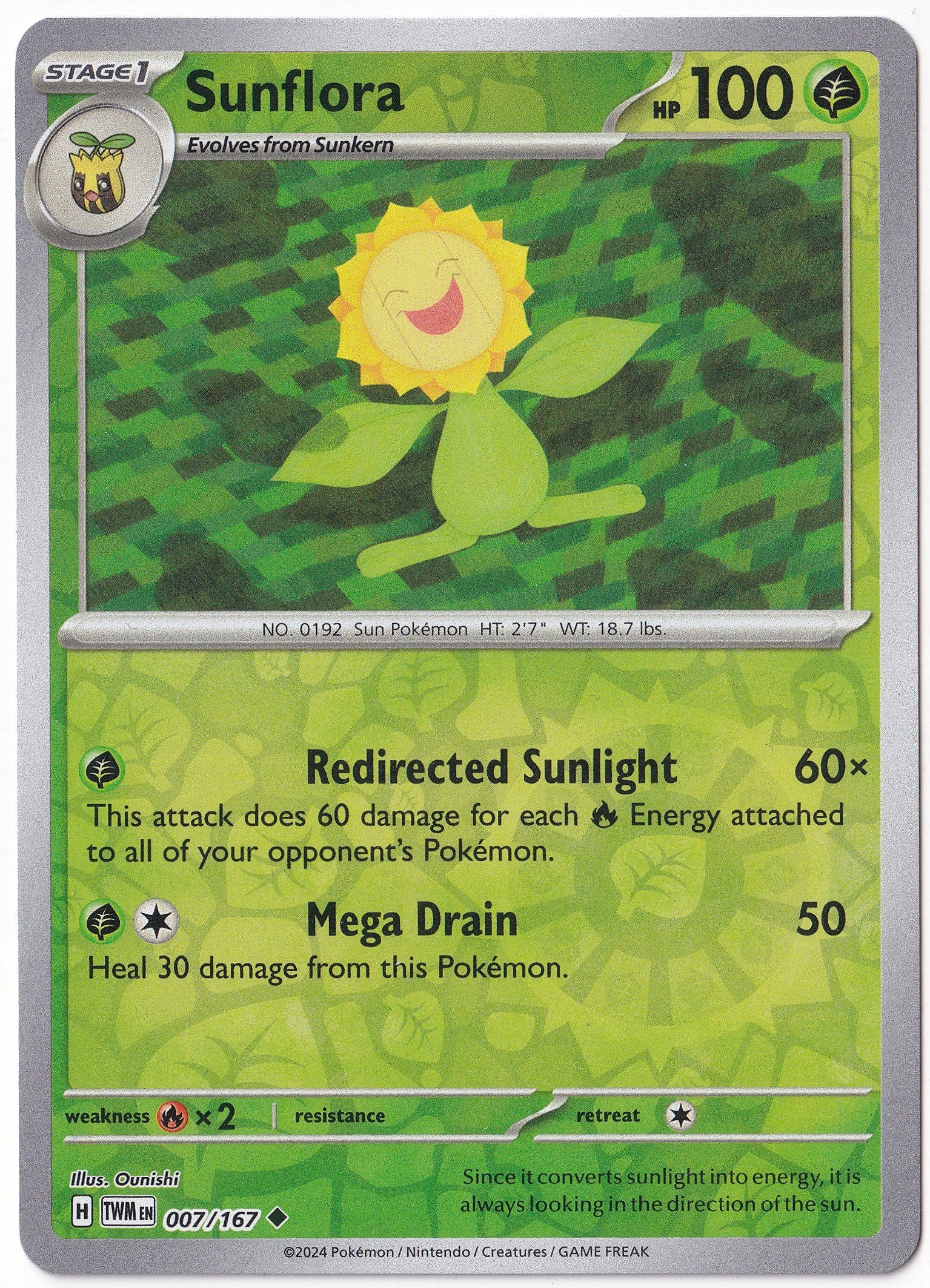 Twilight MasqueradeSunflora [Reverse Holo] #7 Pokemon Twilight Masquerade Pokemon Oyun Kartı