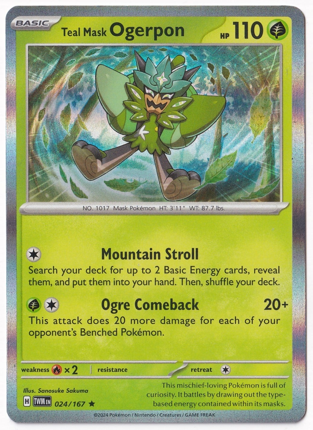Twilight MasqueradeTeal Mask Ogerpon 024/167 - Twilight Masquerade - Pokemon Kartı (Mint)