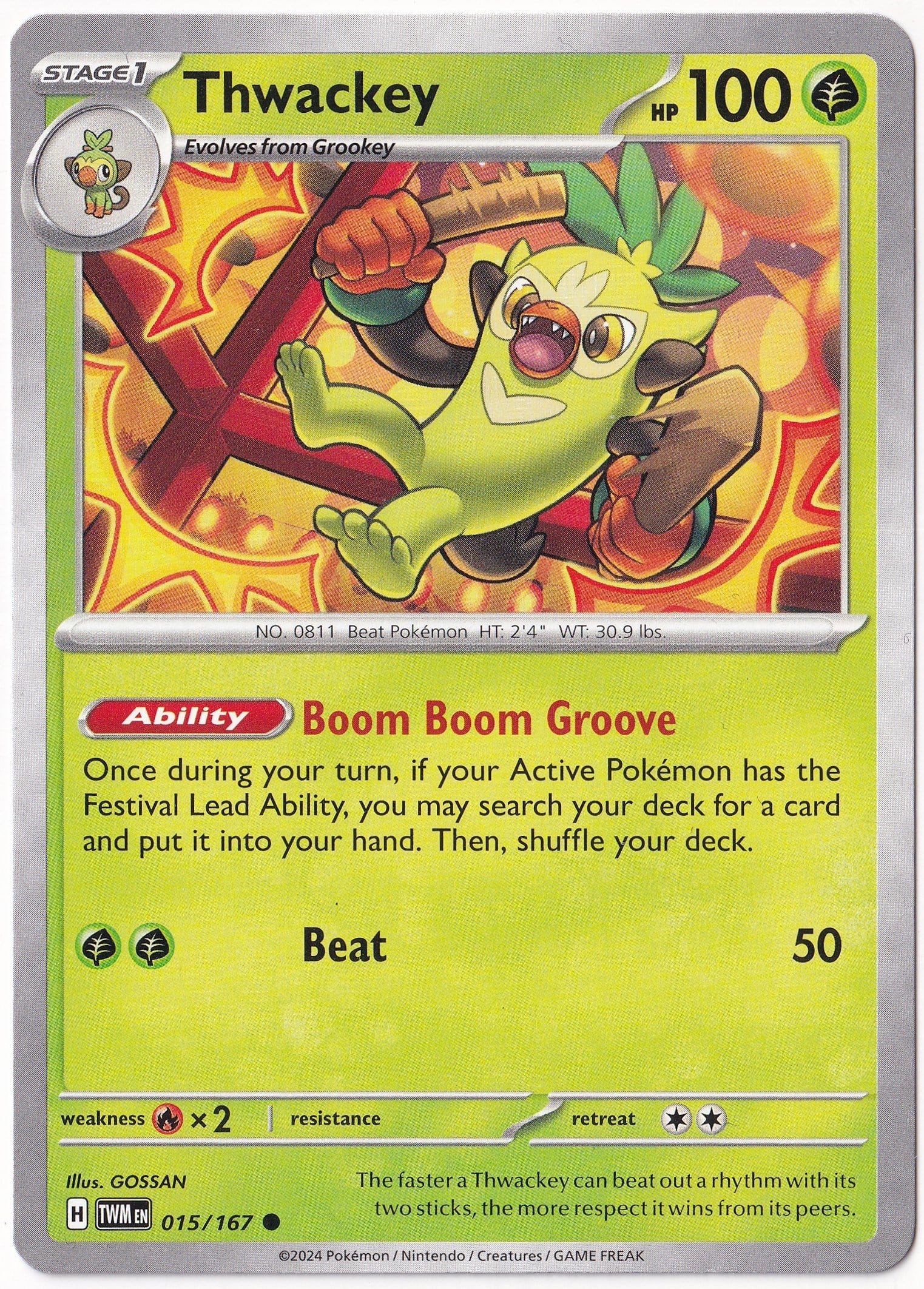 Twilight MasqueradeThwackey 015/167 - Twilight Masquerade - Pokemon Kartı (Mint)