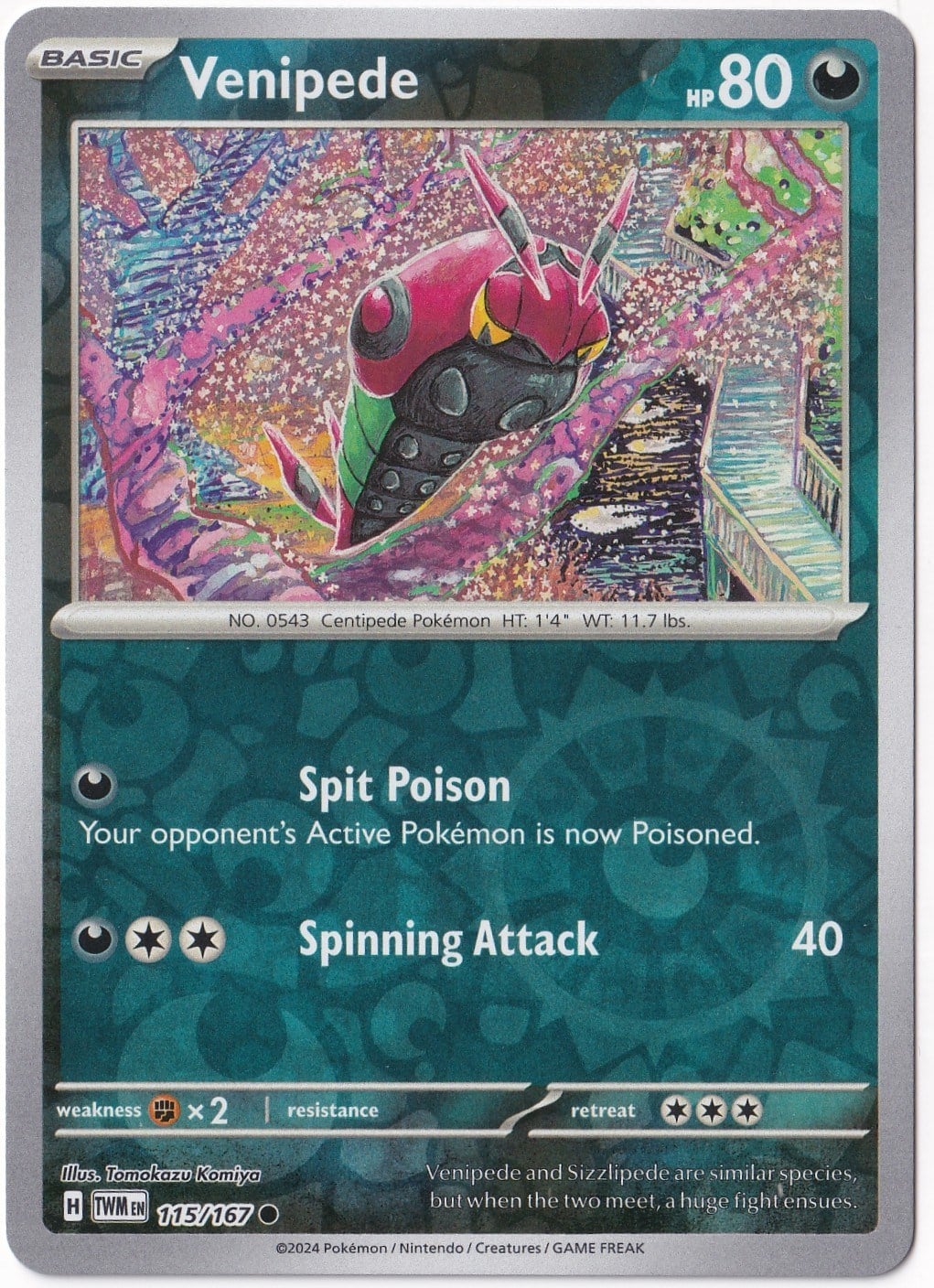 Twilight MasqueradeVenipede [Reverse Holo] 115/167 - Twilight Masquerade - Pokemon Kartı (Mint)