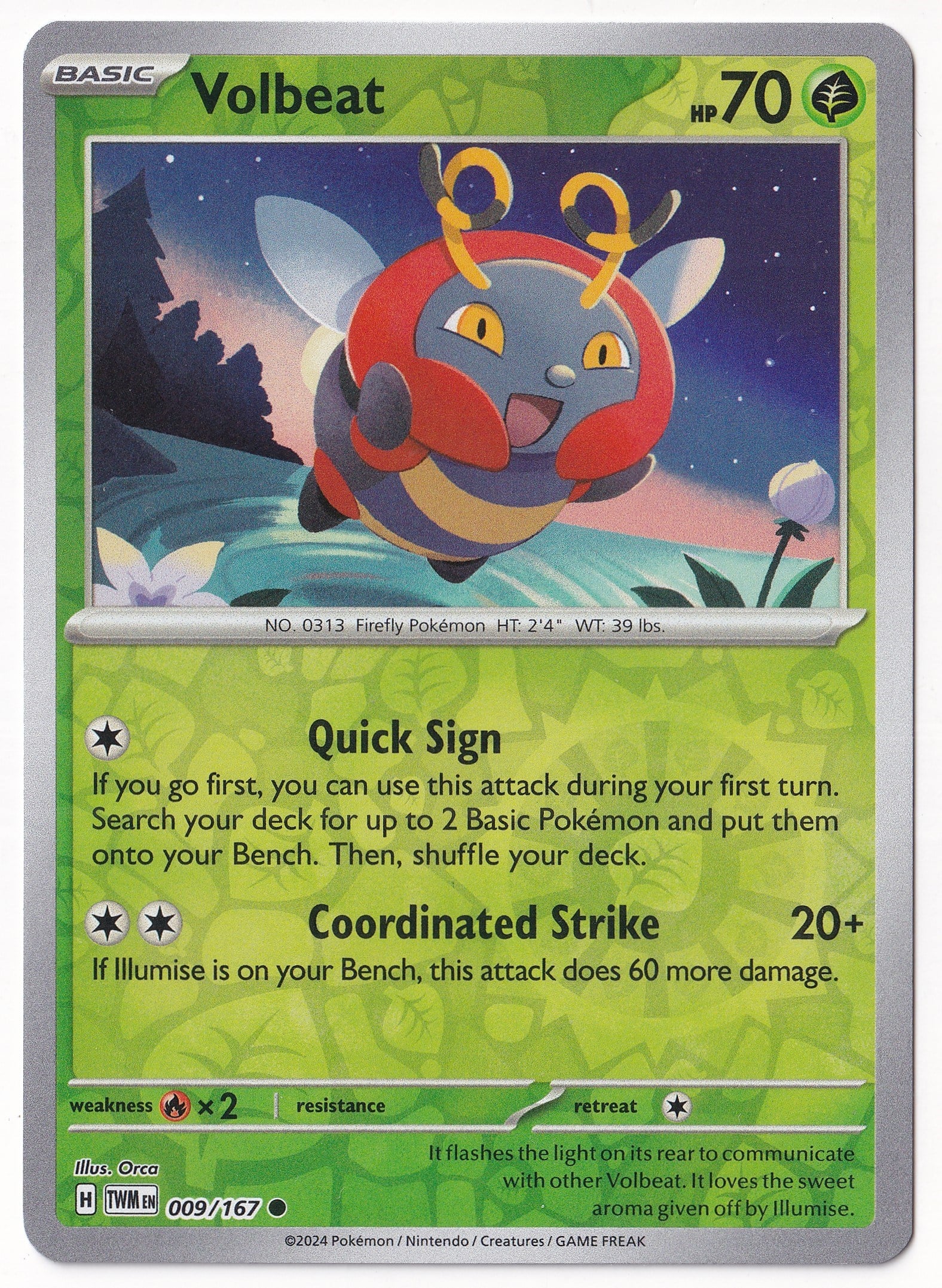 Twilight MasqueradeVolbeat [Reverse Holo] 009/167 - Twilight Masquerade - Pokemon Kartı (Mint)