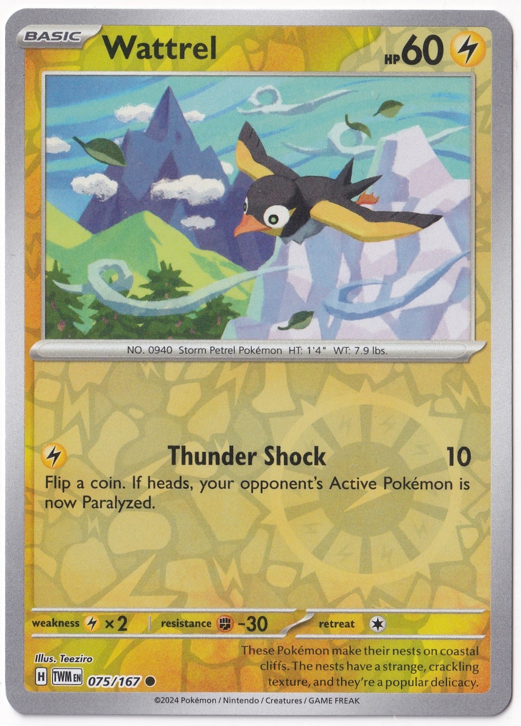 Twilight MasqueradeWattrel [Reverse Holo] 075/167 - Twilight Masquerade - Pokemon Kartı (Mint)
