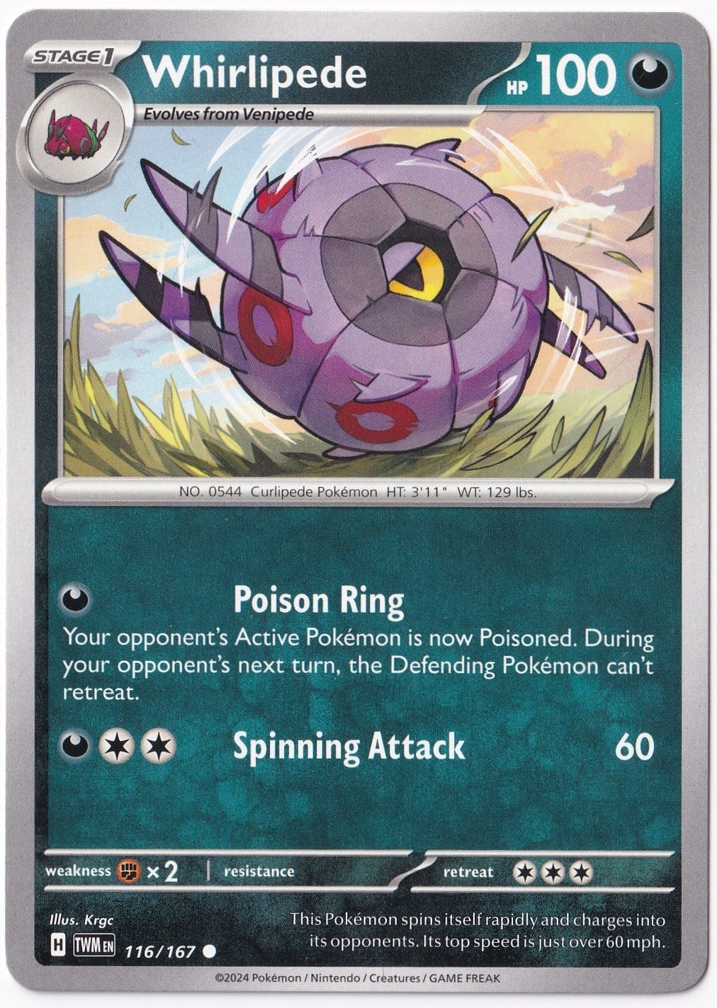 Twilight MasqueradeWhirlipede 116/167 - Twilight Masquerade - Pokemon Kartı (Mint)
