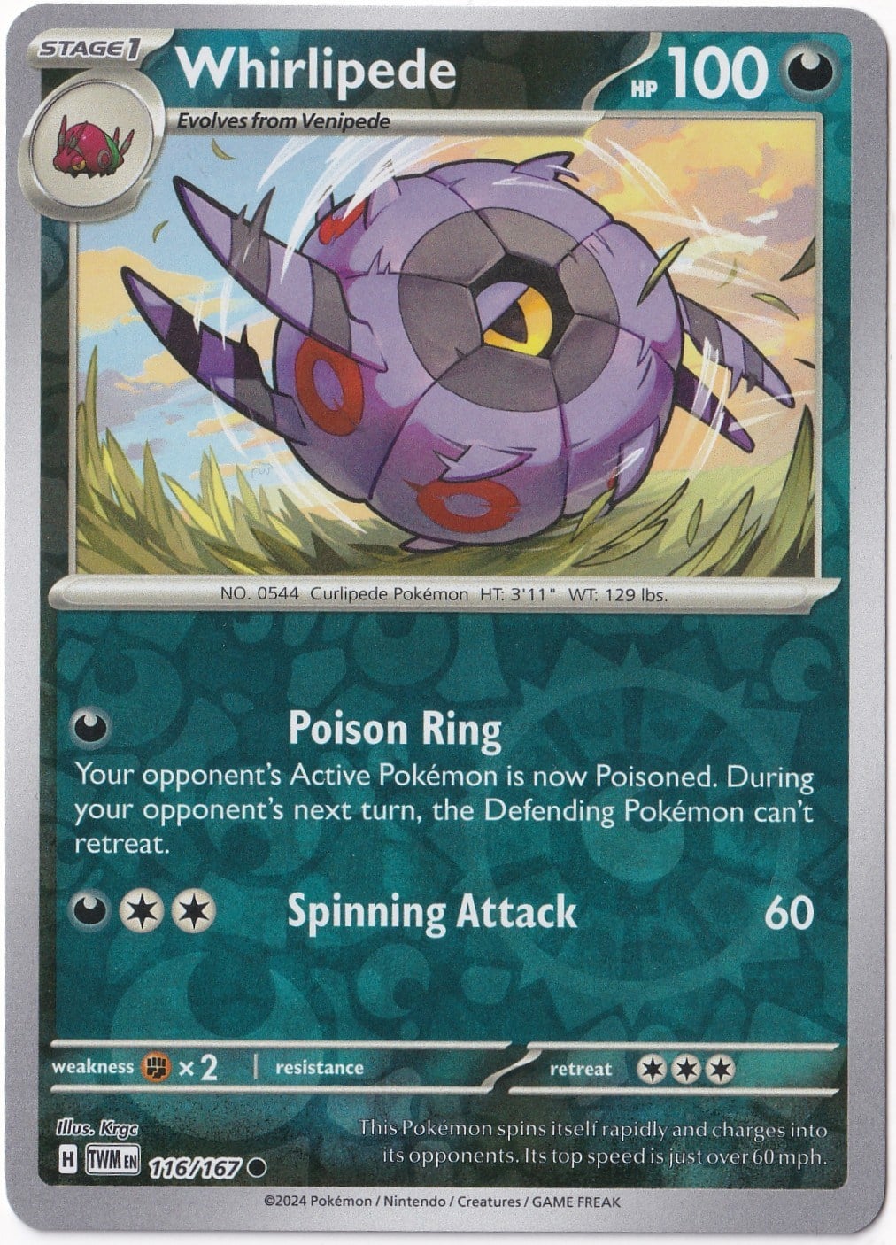 Twilight MasqueradeWhirlipede [Reverse Holo] 116/167 - Twilight Masquerade - Pokemon Kartı (Mint)