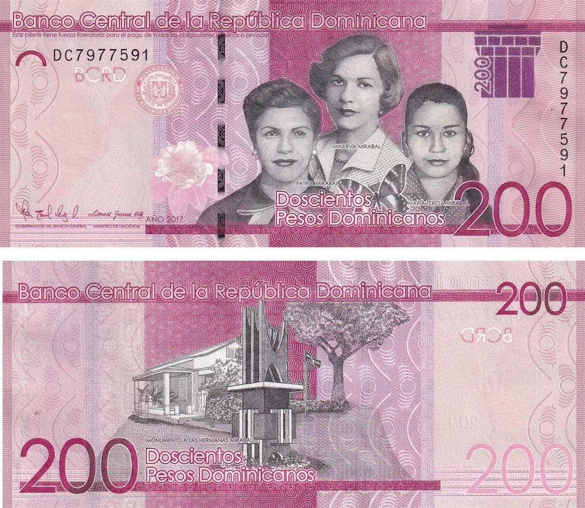Foreign State BanknotesDominik Cumhuriyeti, 200 Peso (2017) ÇİL Eski Yabancı Kağıt Para