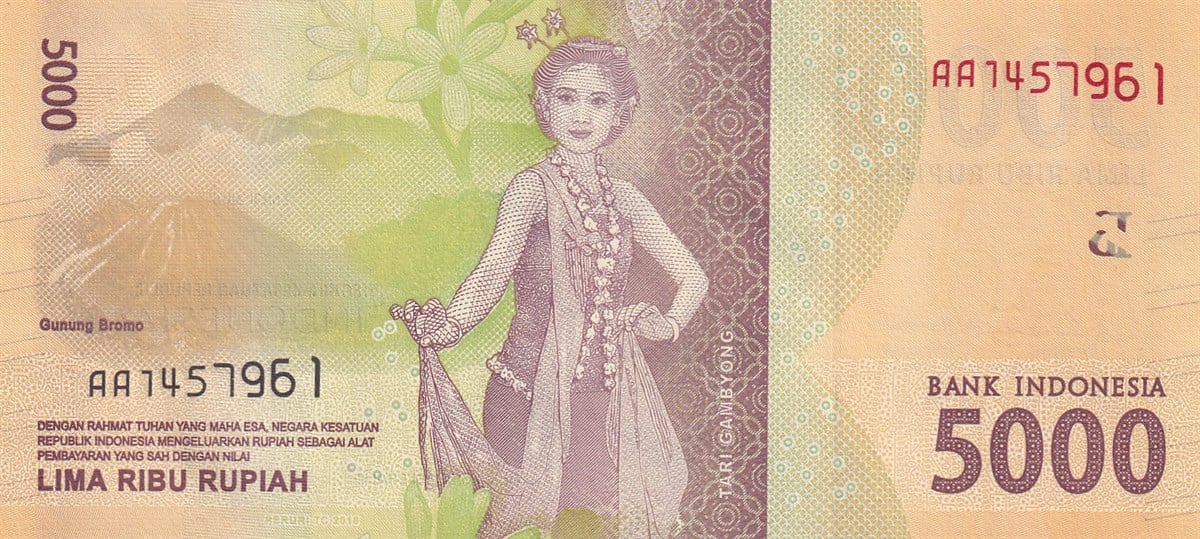 Yabancı Devletlerin Kağıt ParalarıEndonezya, 5.000 Rupi (2016) P#156a ÇİL Eski Yabancı Kağıt Para