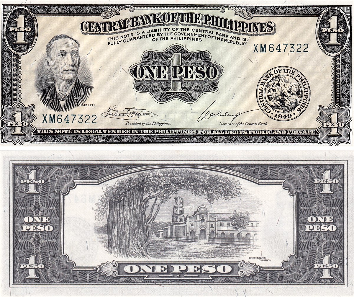 Foreign State BanknotesFilipinler, 1 Peso (1949) P#133 ÇİL Eski Yabancı Kağıt Para