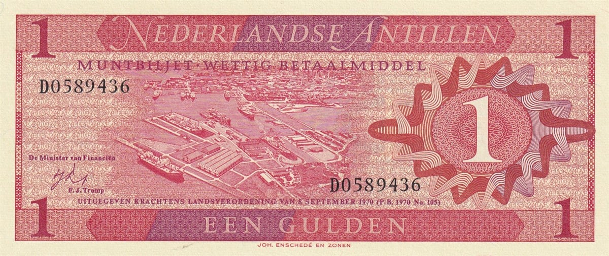 Yabancı Devletlerin Kağıt ParalarıHollanda Antilleri, 1 Gulden (1970) Eski Yabancı Kağıt Para