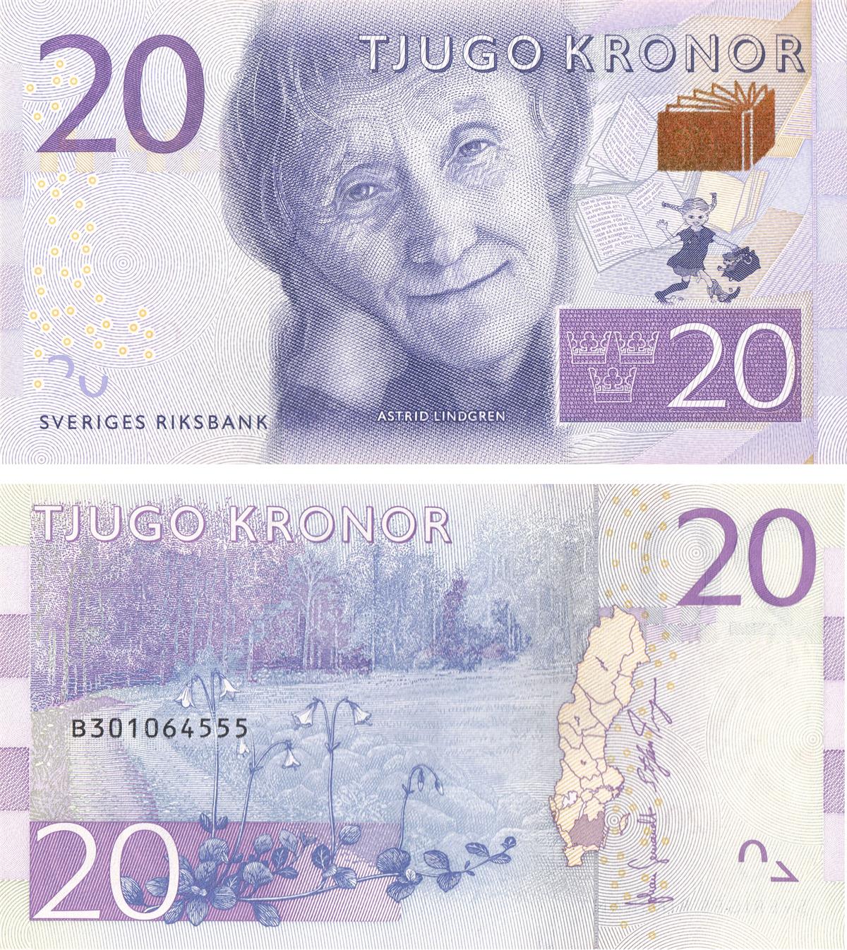 Yabancı Devletlerin Kağıt Paralarıİsveç, 20 Kron (2015) ÇİL Eski Yabancı Kağıt Para