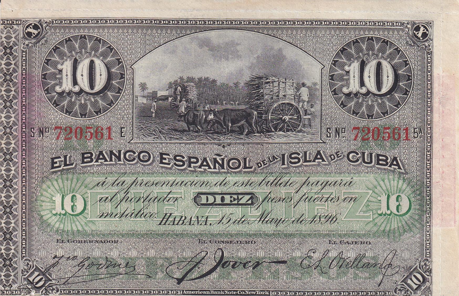 Foreign State BanknotesKüba, 10 Peso (1896) ÇİL