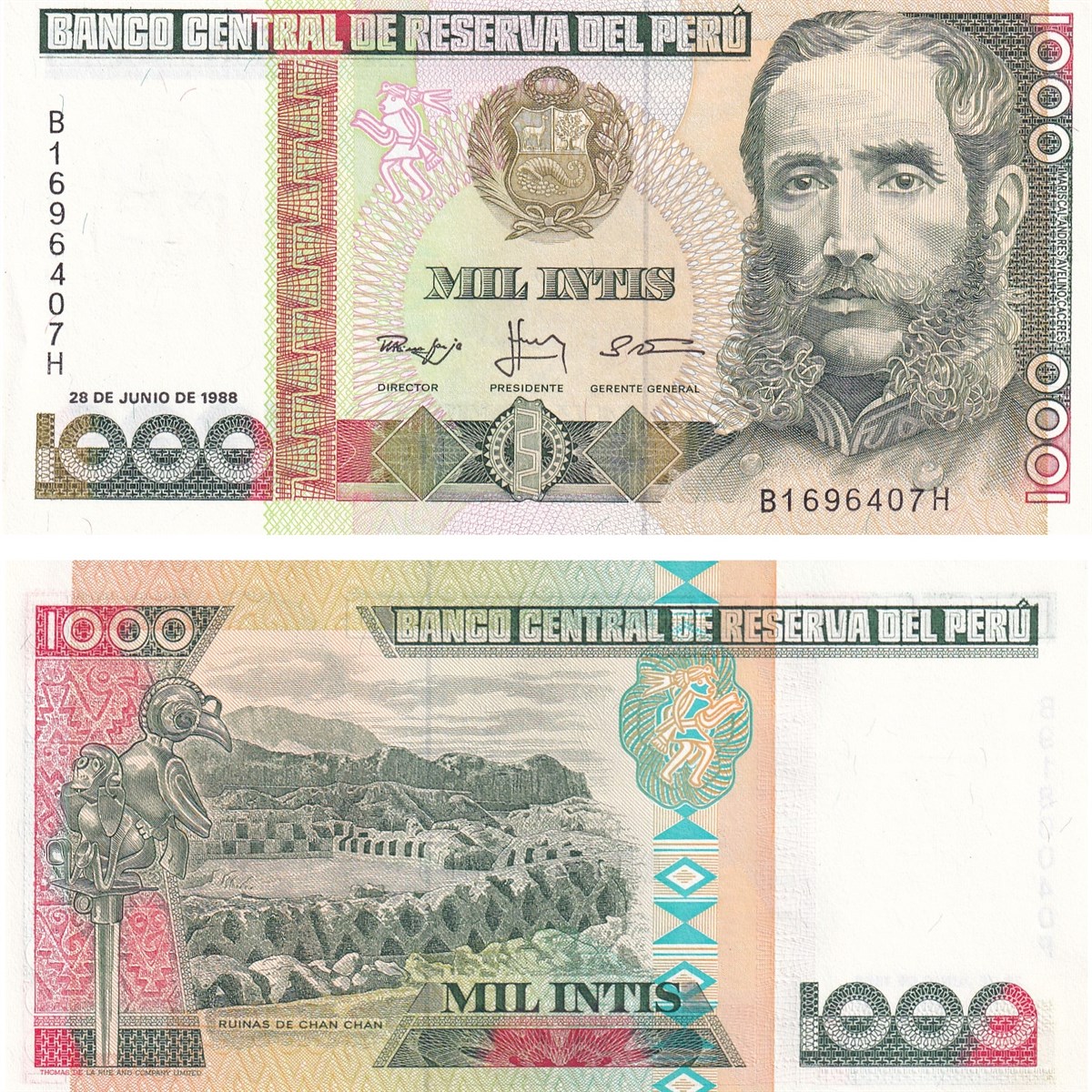 Foreign State BanknotesPeru, 1000 Intis (1988) P#136b ÇİL Eski Yabancı Kağıt Para
