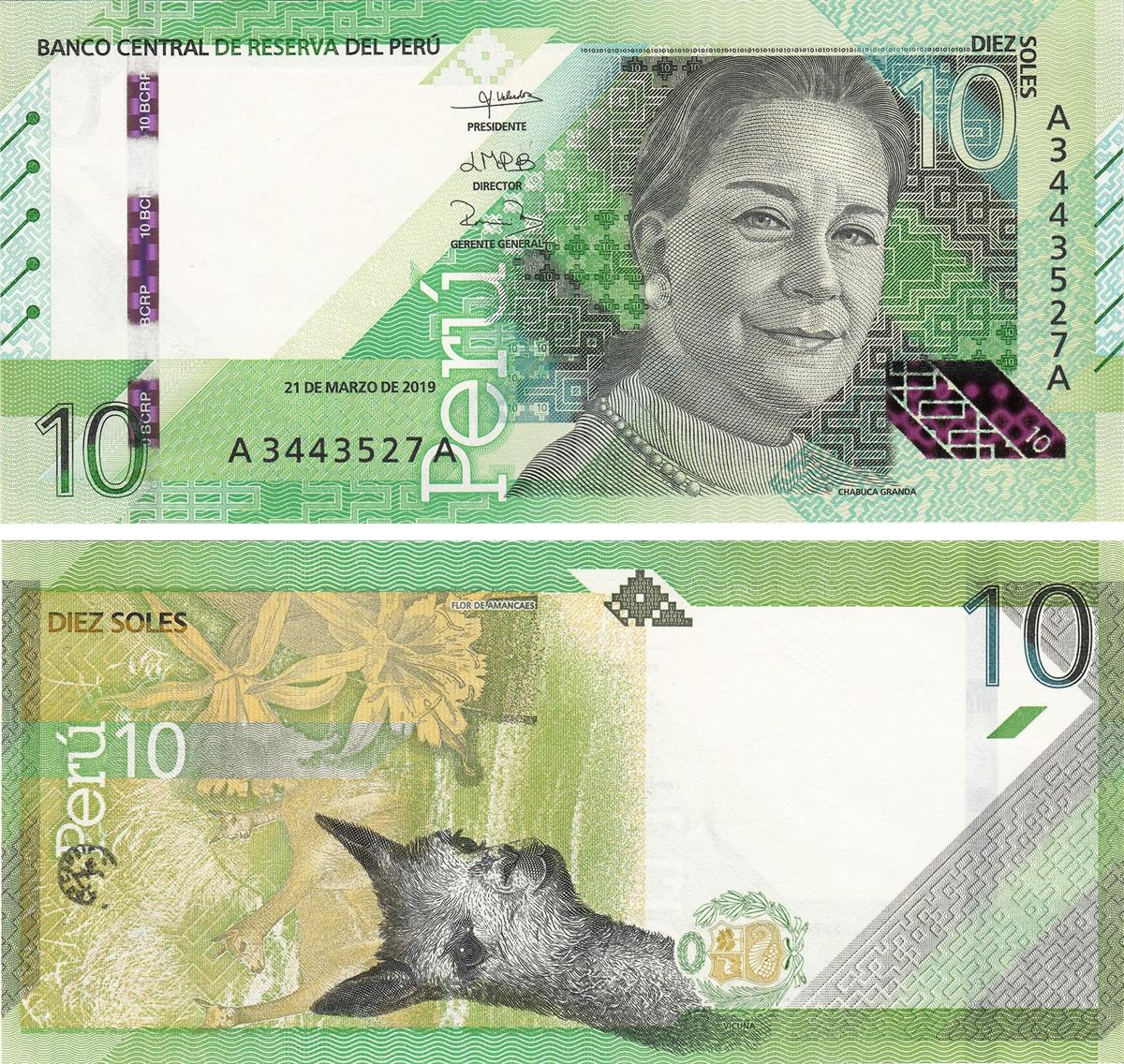 Yabancı Devletlerin Kağıt ParalarıPeru, 10 Soles (2019) ÇİL Eski Yabancı Para