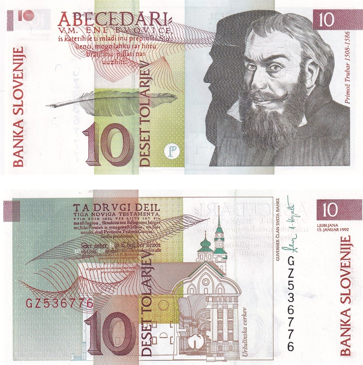 Foreign State BanknotesSlovenya, 10 Tolarjev (1992) P#11 ÇİL Eski Yabancı Kağıt Para