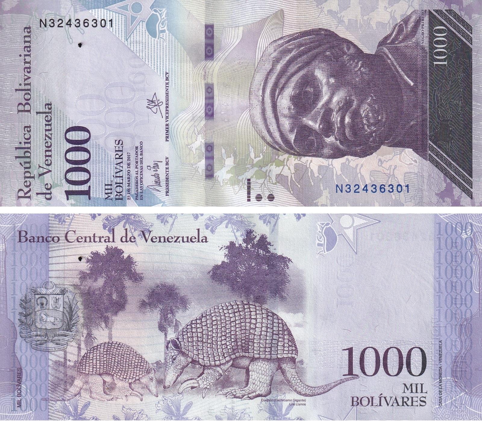 Foreign State BanknotesVenezuela, 1.000 Bolivar (2017) ÇİL Eski Yabancı Kağıt Para