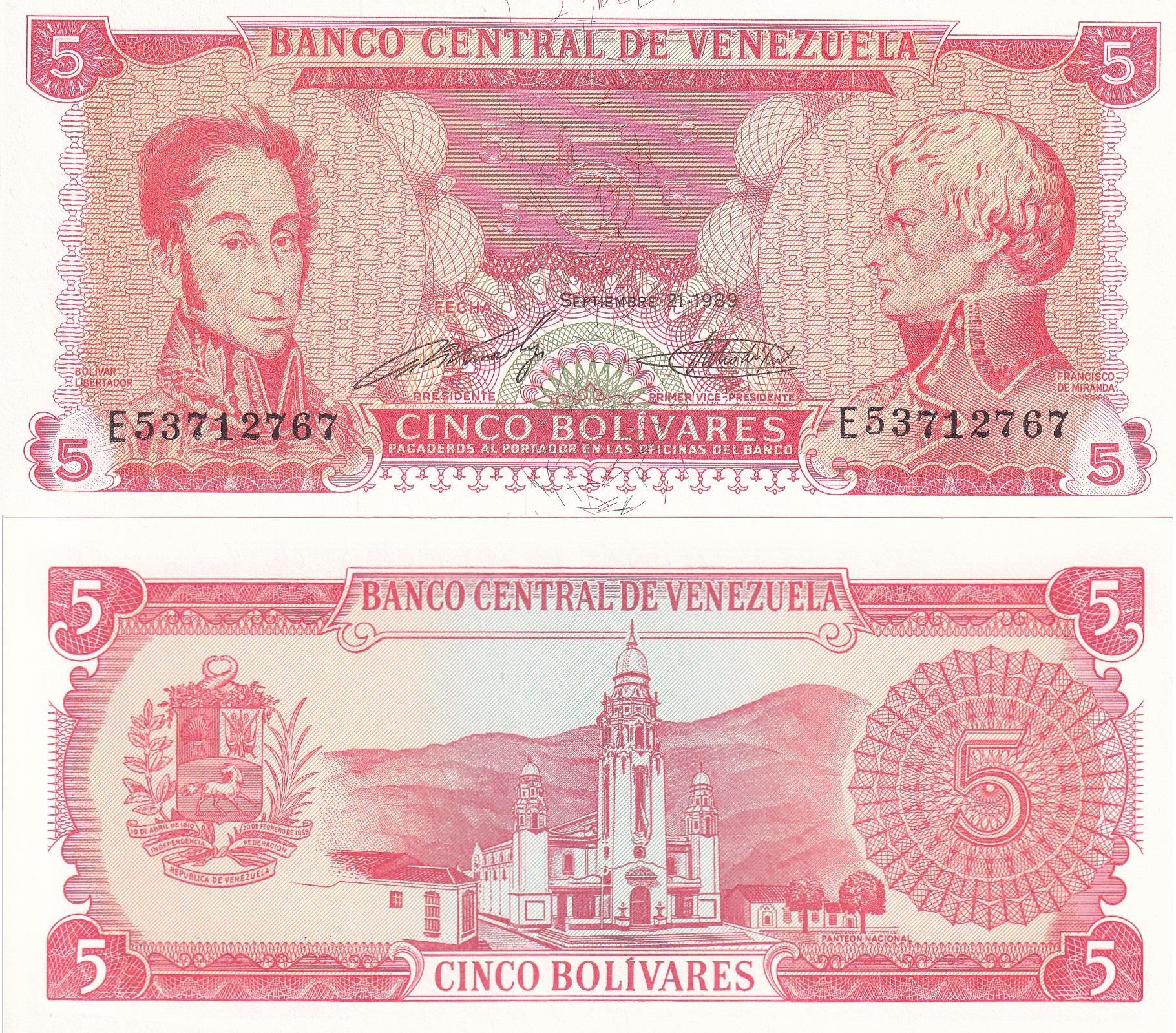 Foreign State BanknotesVenezuela, 5 Bolivar (1989) ÇİL