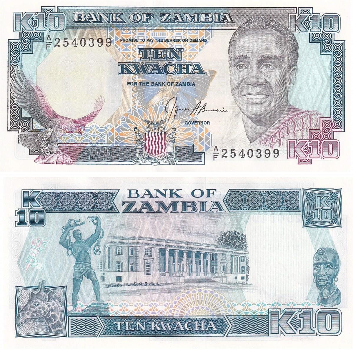 Foreign State BanknotesZambiya, 5 Kwacha (1989) P#31 ÇİL Eski Yabancı Banknot