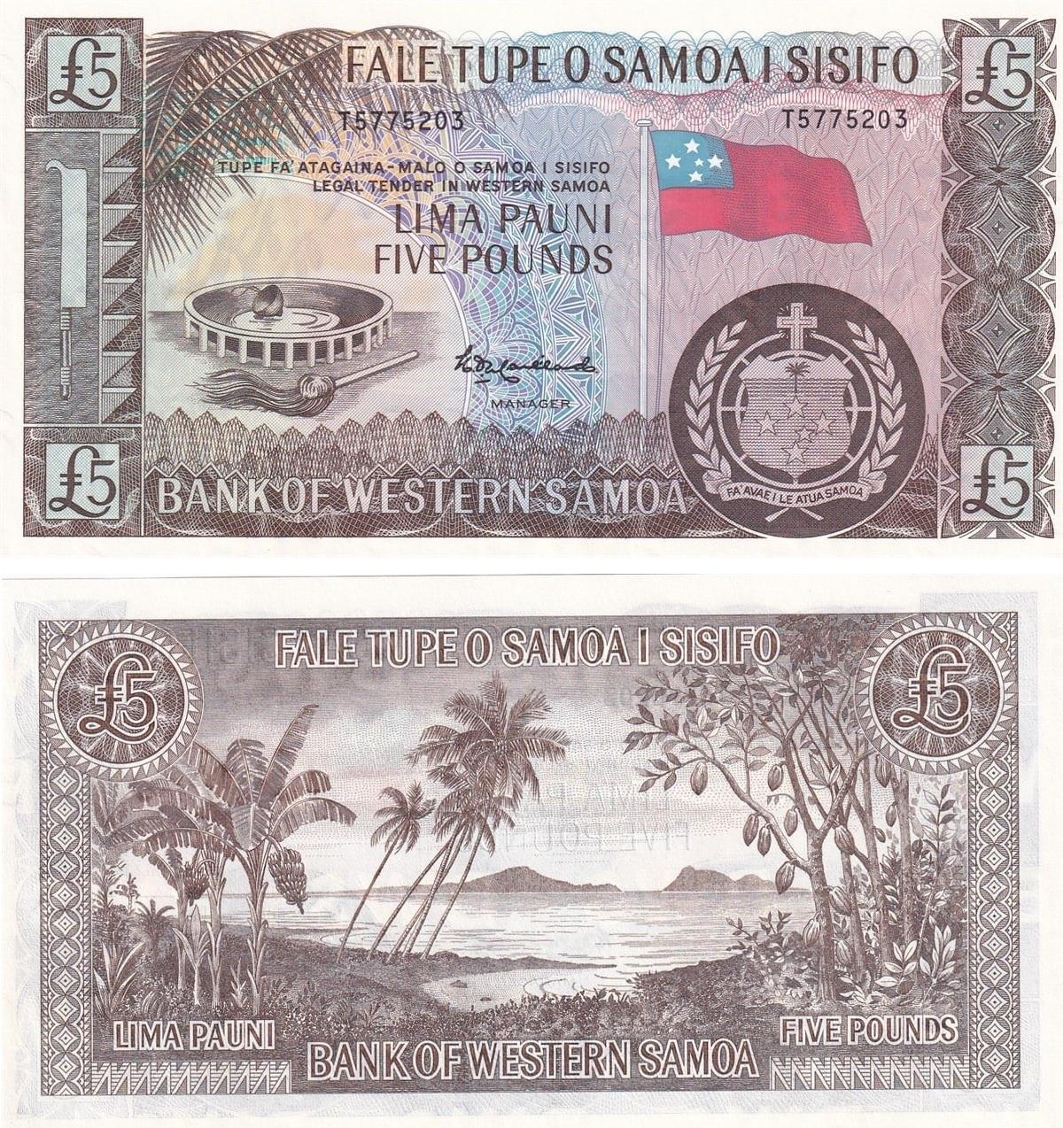 Foreign Paper MoneyWestern Samoa, 5 Pound UNC (2020) Old Foreign Banknotes