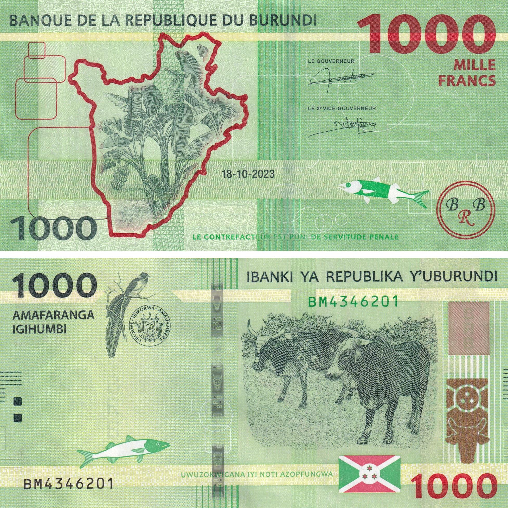 Foreign Paper MoneyBurundi, 1.000 Frank (2023) ÇİL Yabancı Eski Kağıt Para