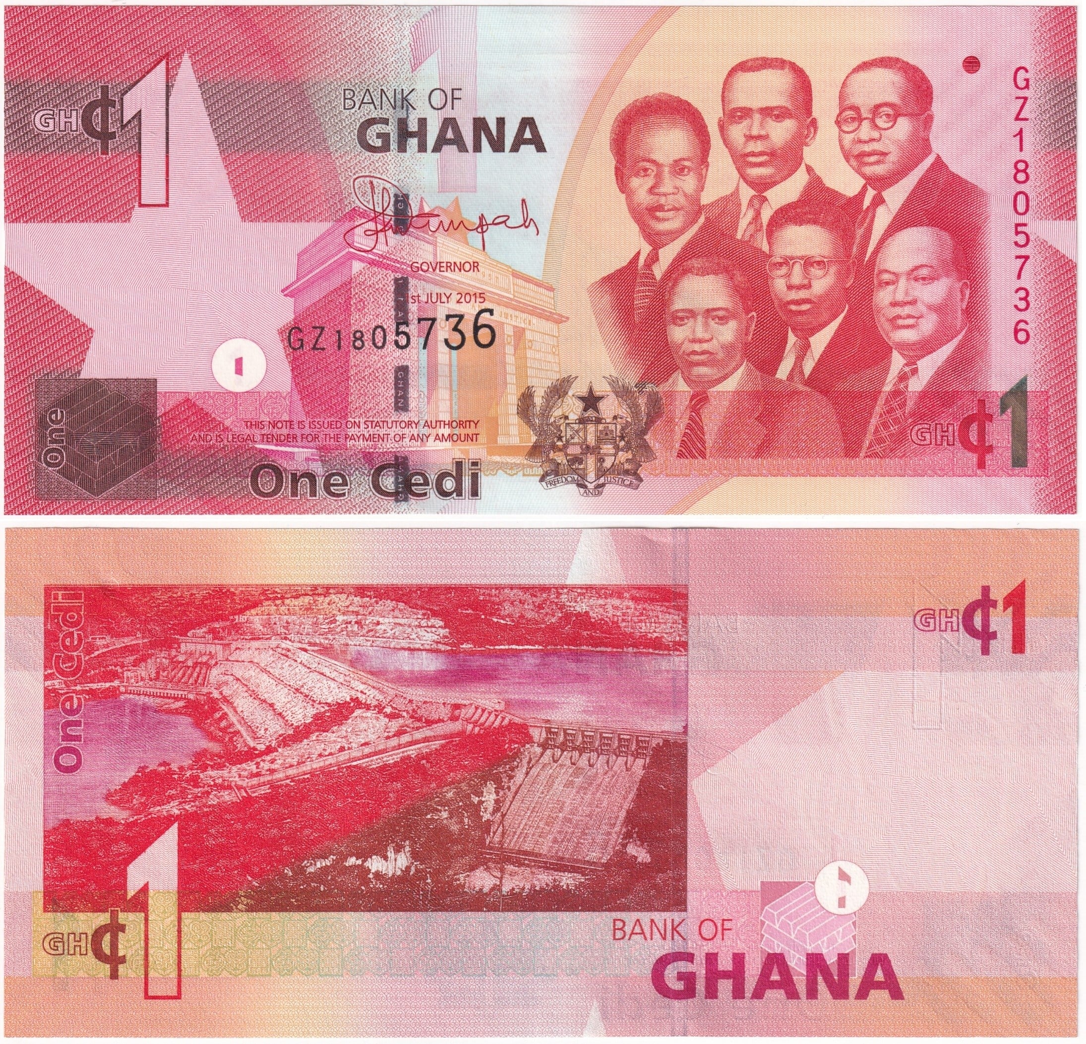 Foreign Paper MoneyGana, 1 Cedi (2015) ÇİL