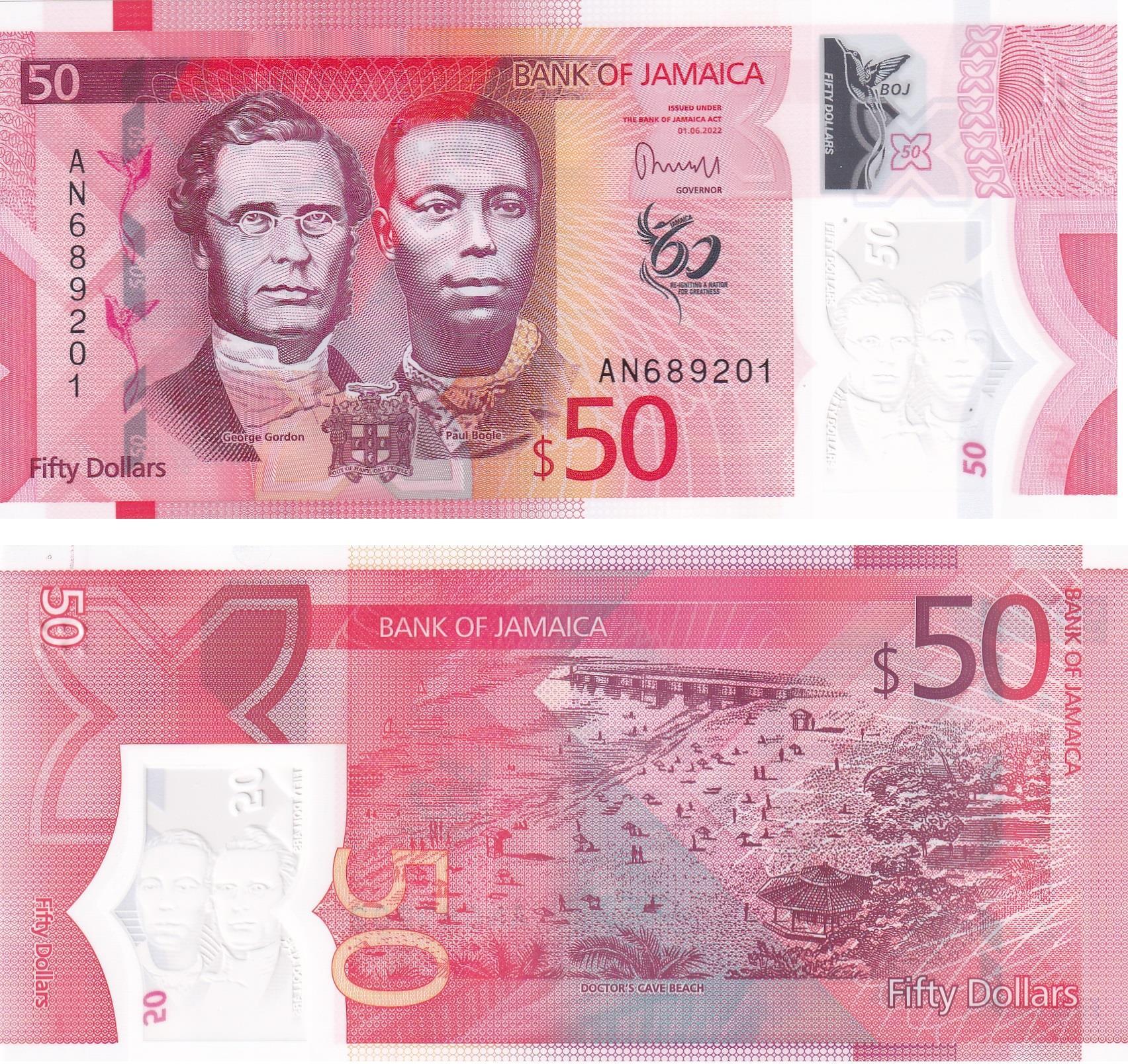 Foreign Paper MoneyJamaika, 50 Dolar (2022) Polimer ÇİL