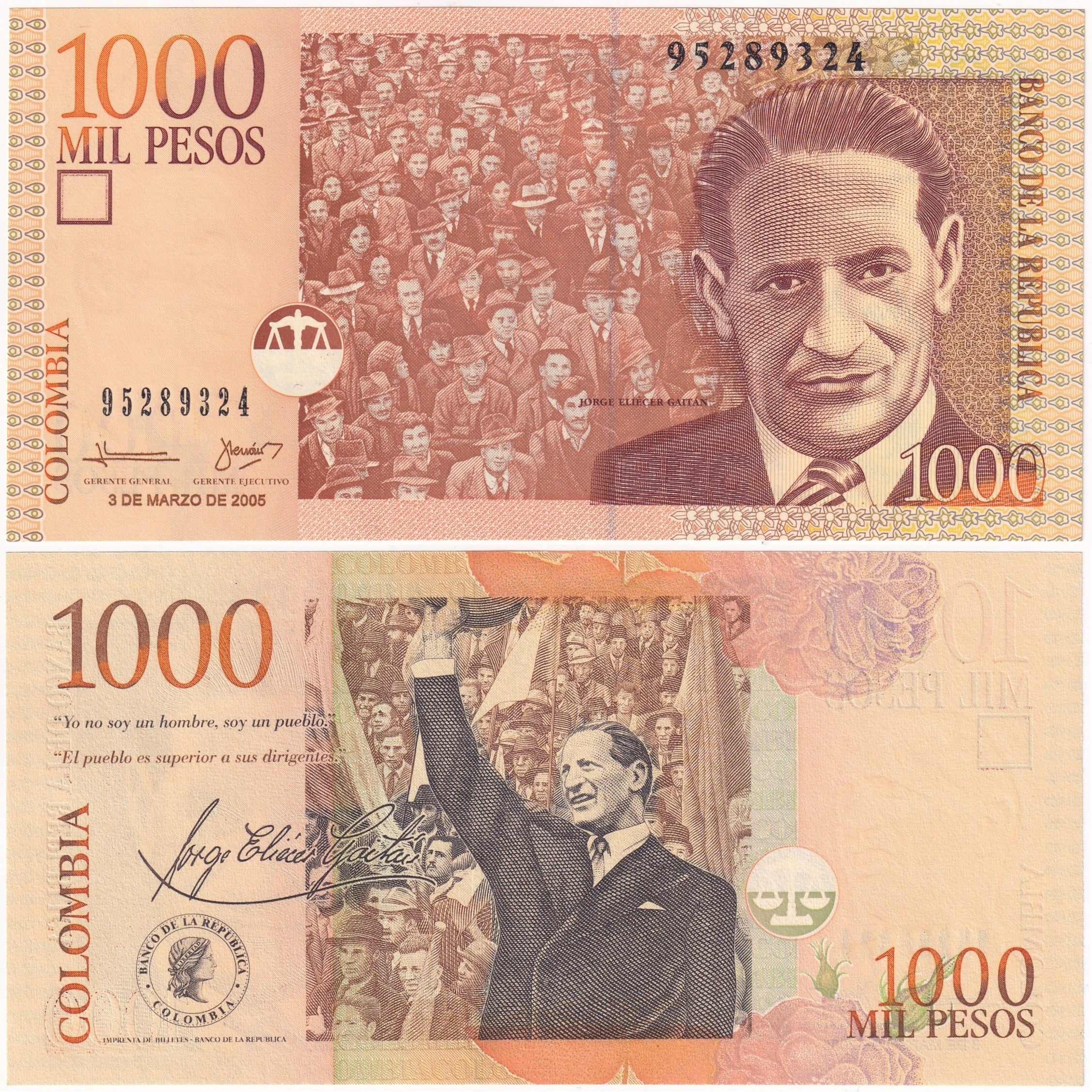 Foreign Paper MoneyKolombiya, 1.000 Peso (2005) P#450 ÇİL Eski Yabancı Kağıt Para