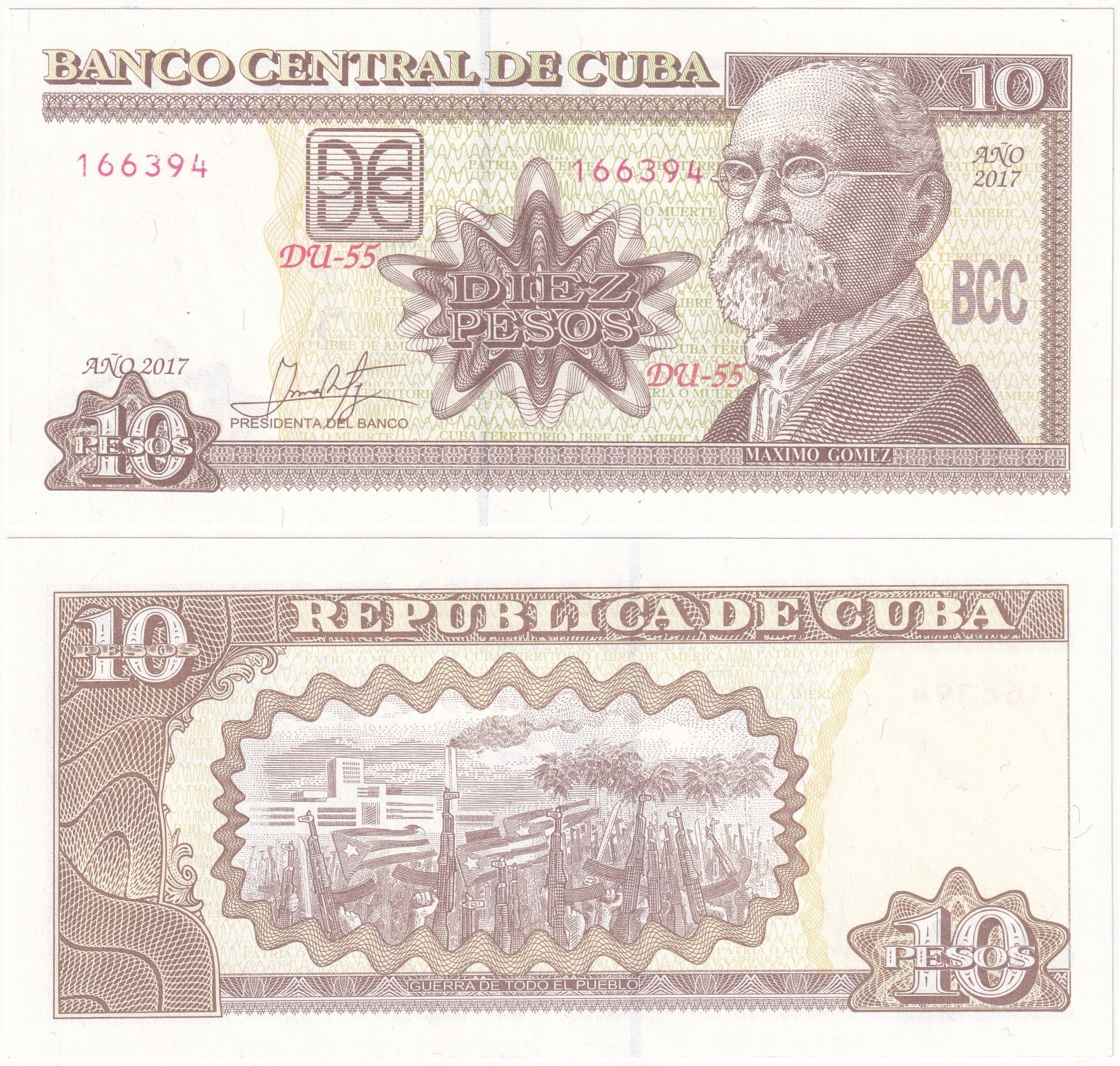 Foreign Paper MoneyKüba, 10 Peso (2017) P#117 ÇİL Eski Yabancı Kağıt Para