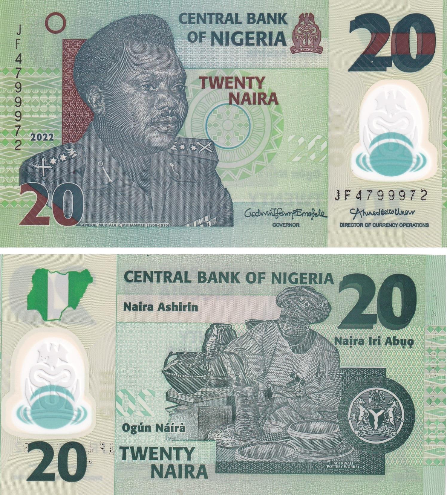 Foreign Paper MoneyNijerya, 20 Naira (2022) Polimer ÇİL